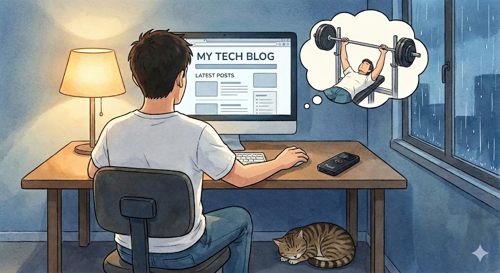 米国駐在員のブログ執筆風景